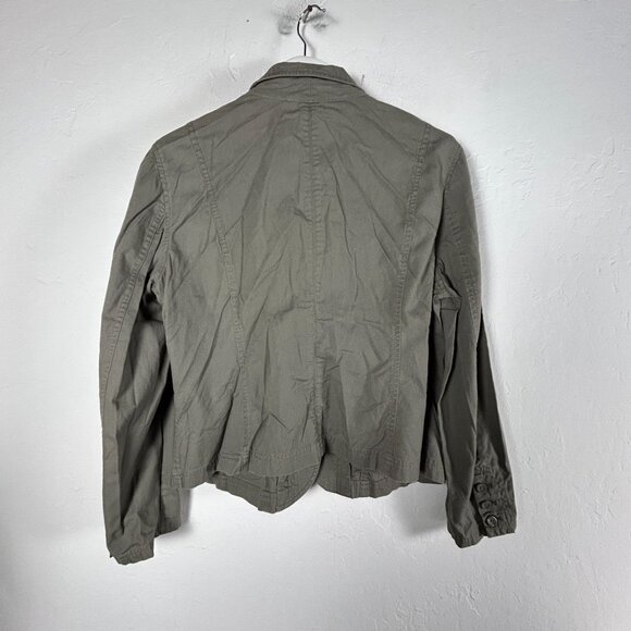 Spanner Womens Olive Green Blazer Jacket Size 14 Button-Up Cotton Blend Stretch - Picture 2 of 6